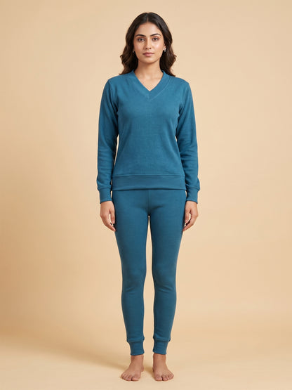 Fablush Pajama Set Full Sleeves Women's Nightwear | Fb34002 Teal