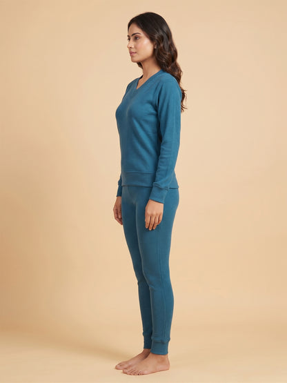 Fablush Pajama Set Full Sleeves Women's Nightwear | Fb34002 Teal