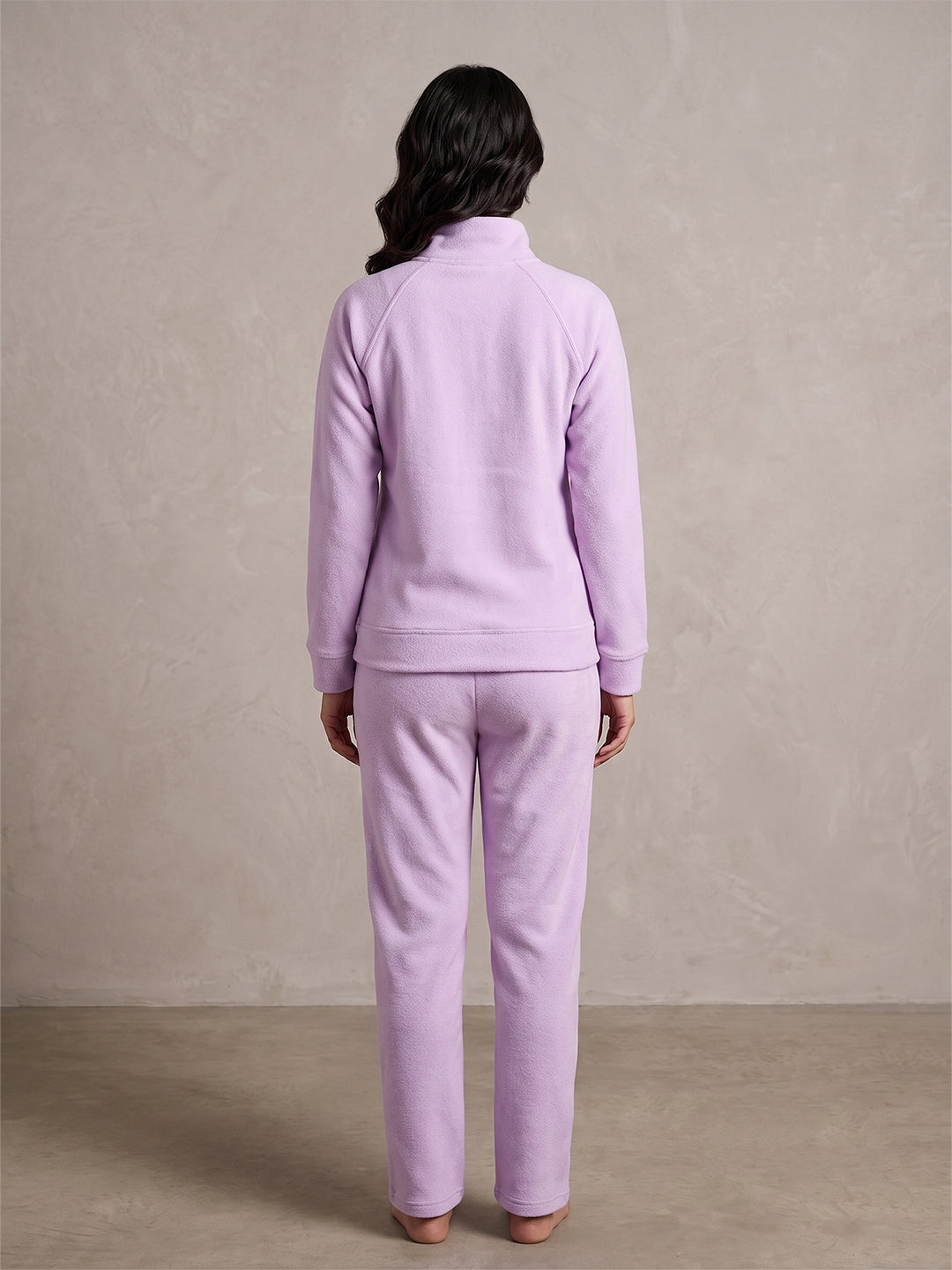 Fablush Women’s Full Sleeves PJ Set | Antipeeling Hi Neck Tracksuit Nightwear | FB34003 Pink