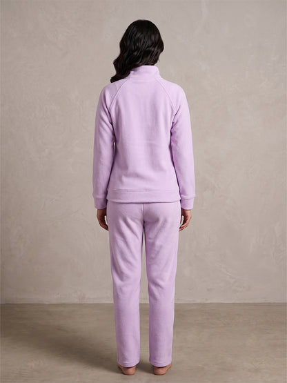Fablush Women’s Full Sleeves PJ Set | Antipeeling Hi Neck Tracksuit Nightwear | FB34003 Pink