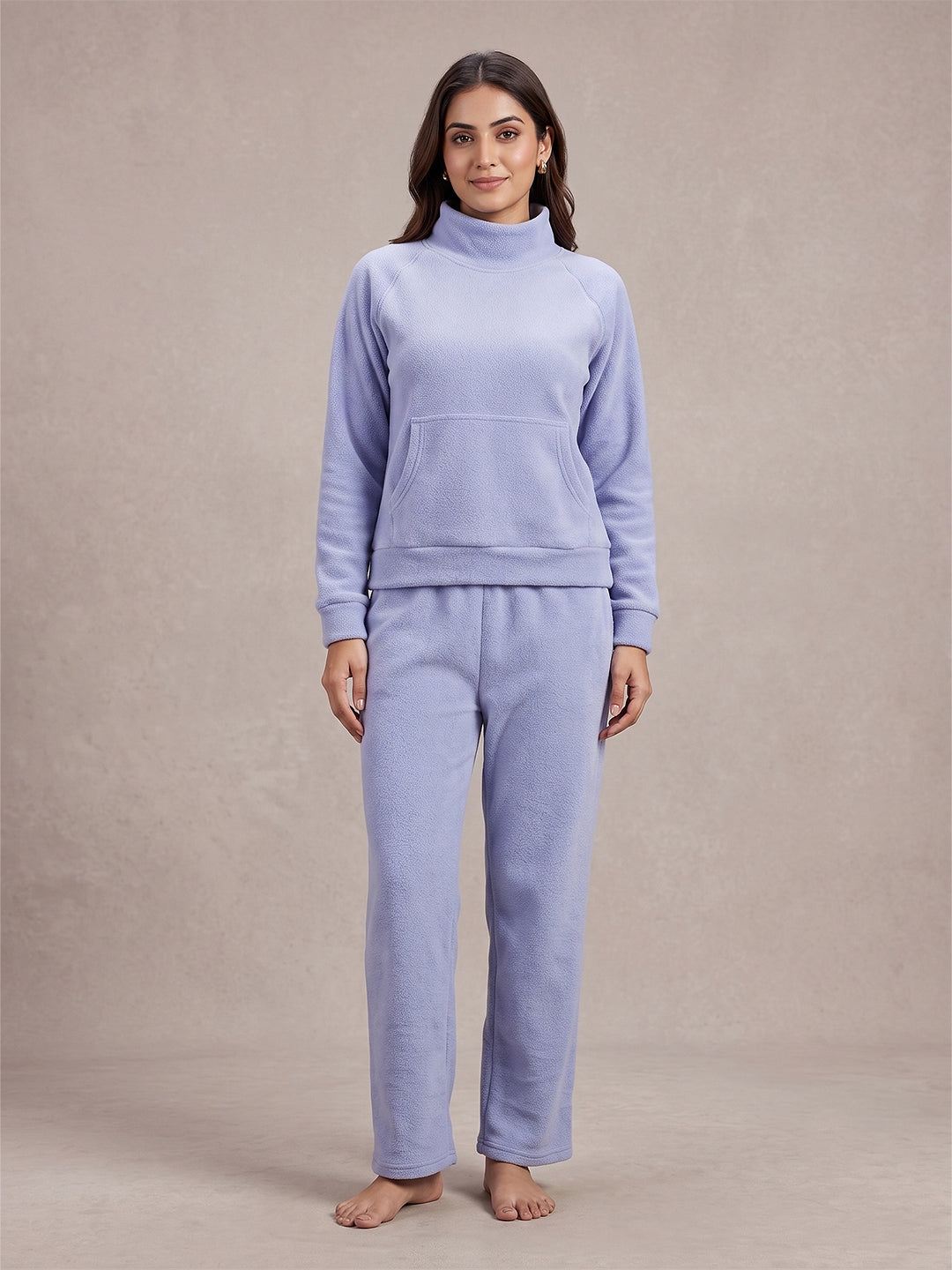 Fablush Women’s Full Sleeves PJ Set | Antipeeling Hi Neck Tracksuit Nightwear | FB34003 Sky Blue
