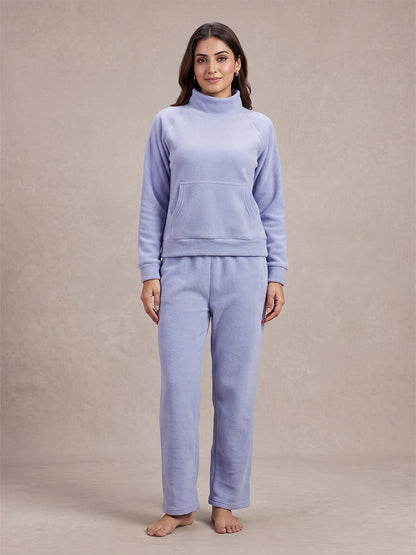 Fablush Women’s Full Sleeves PJ Set | Antipeeling Hi Neck Tracksuit Nightwear | FB34003 Sky Blue
