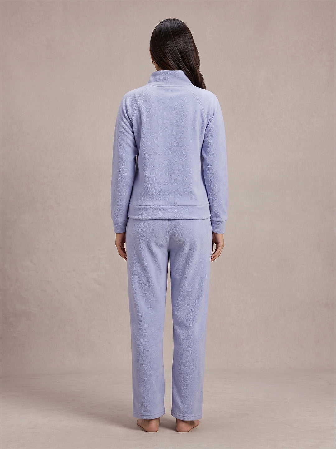 Fablush Women’s Full Sleeves PJ Set | Antipeeling Hi Neck Tracksuit Nightwear | FB34003 Sky Blue
