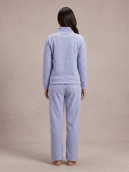 Fablush Women’s Full Sleeves PJ Set | Antipeeling Hi Neck Tracksuit Nightwear | FB34003 Sky Blue