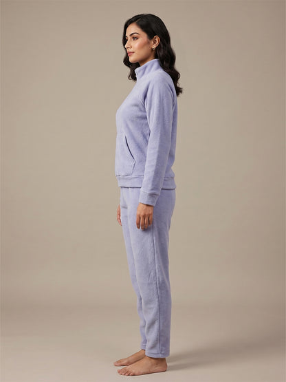 Fablush Women’s Full Sleeves PJ Set | Antipeeling Hi Neck Tracksuit Nightwear | FB34003 Sky Blue