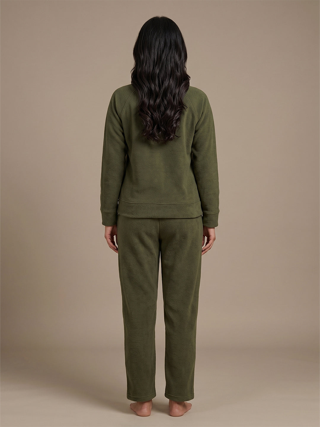 Fablush Women’s Full Sleeves PJ Set | Antipeeling Hi Neck Tracksuit Nightwear | FB34003 Green