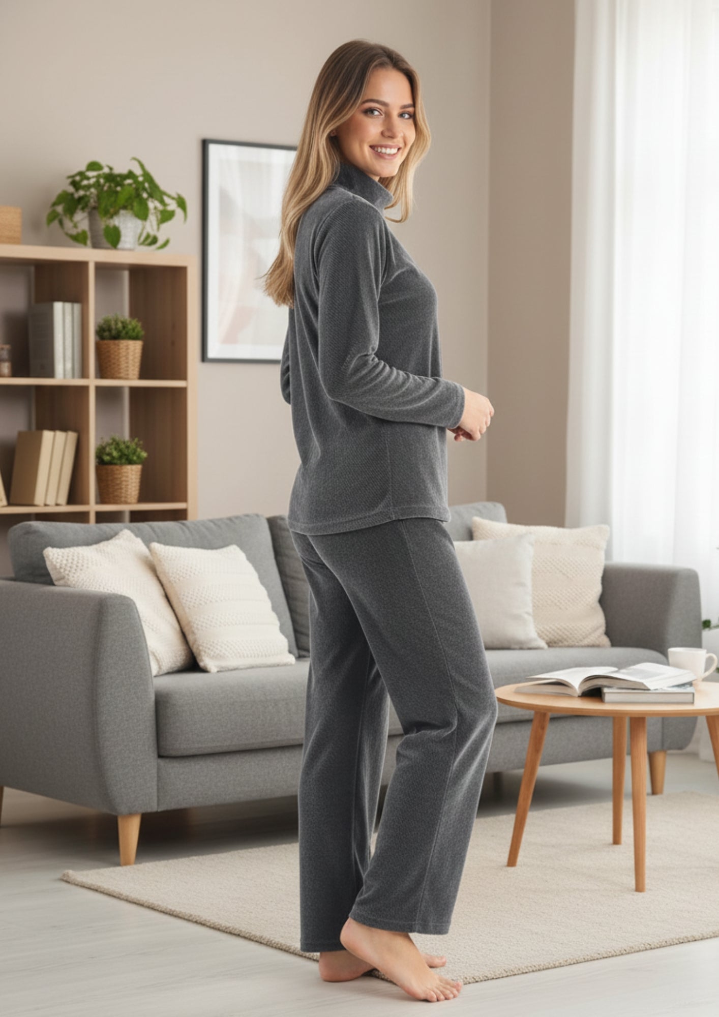 Fablush Women’s Full Sleeves PJ Set | Polyamide Lycra Stretch Nightwear | FB34004