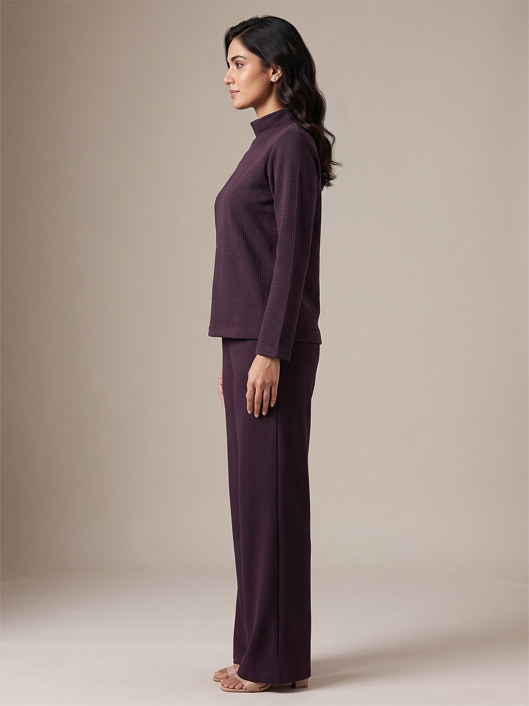 Fablush Women’s Full Sleeves Pj Set | Luxe Velour Winter Nightwear | FB34005 Burgundy