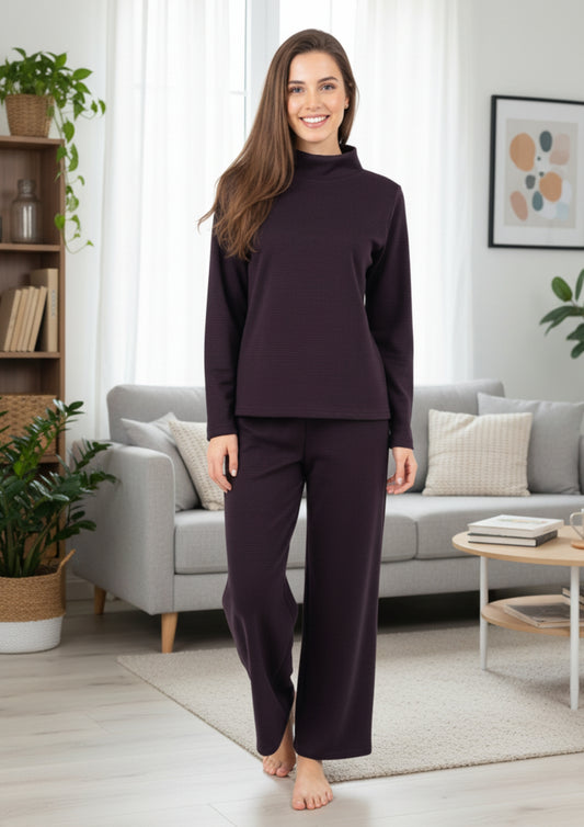 Fablush Women’s Full Sleeves Pj Set | Luxe Velour Winter Nightwear | FB34005