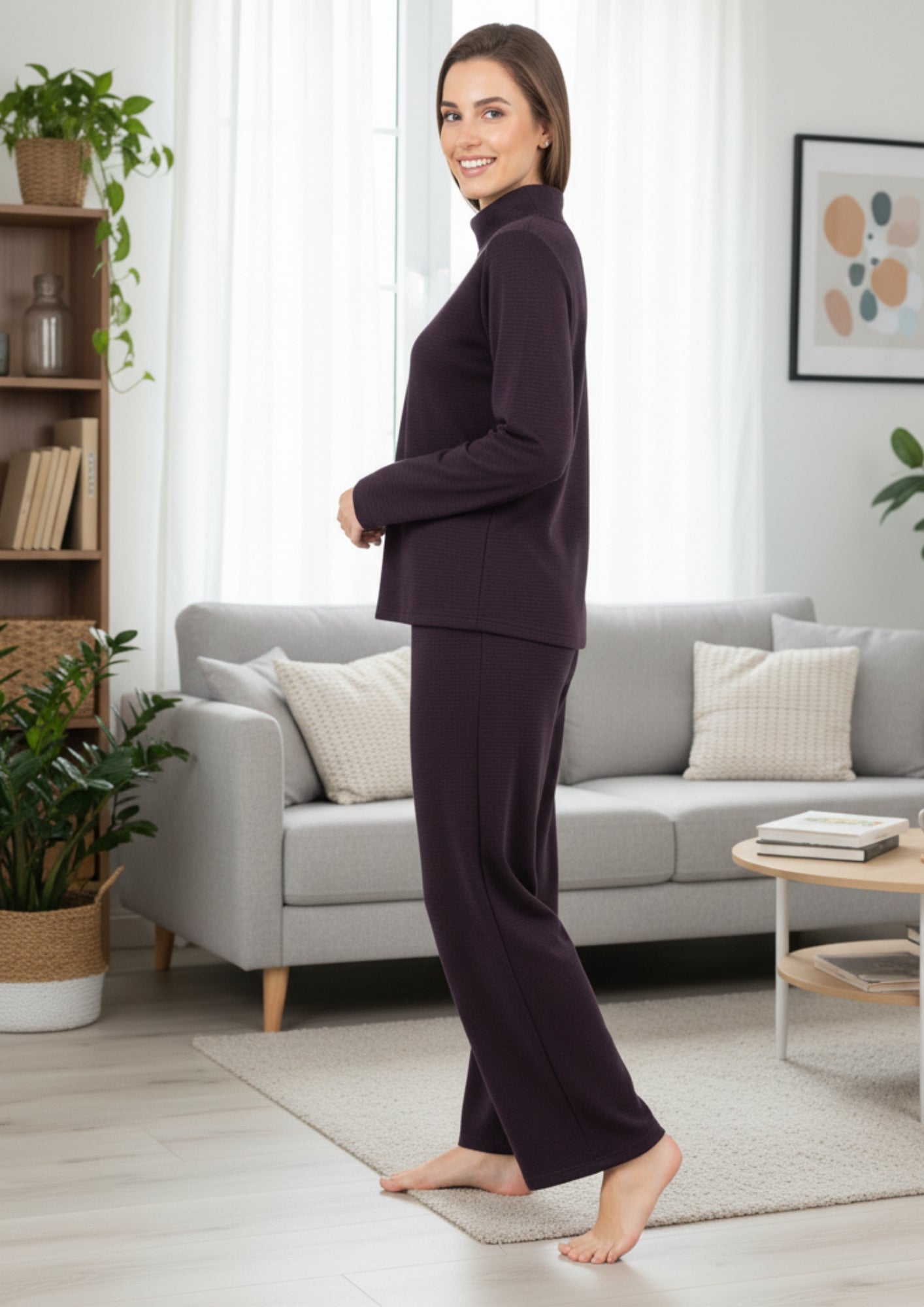 Fablush Women’s Full Sleeves Pj Set | Luxe Velour Winter Nightwear | FB34005