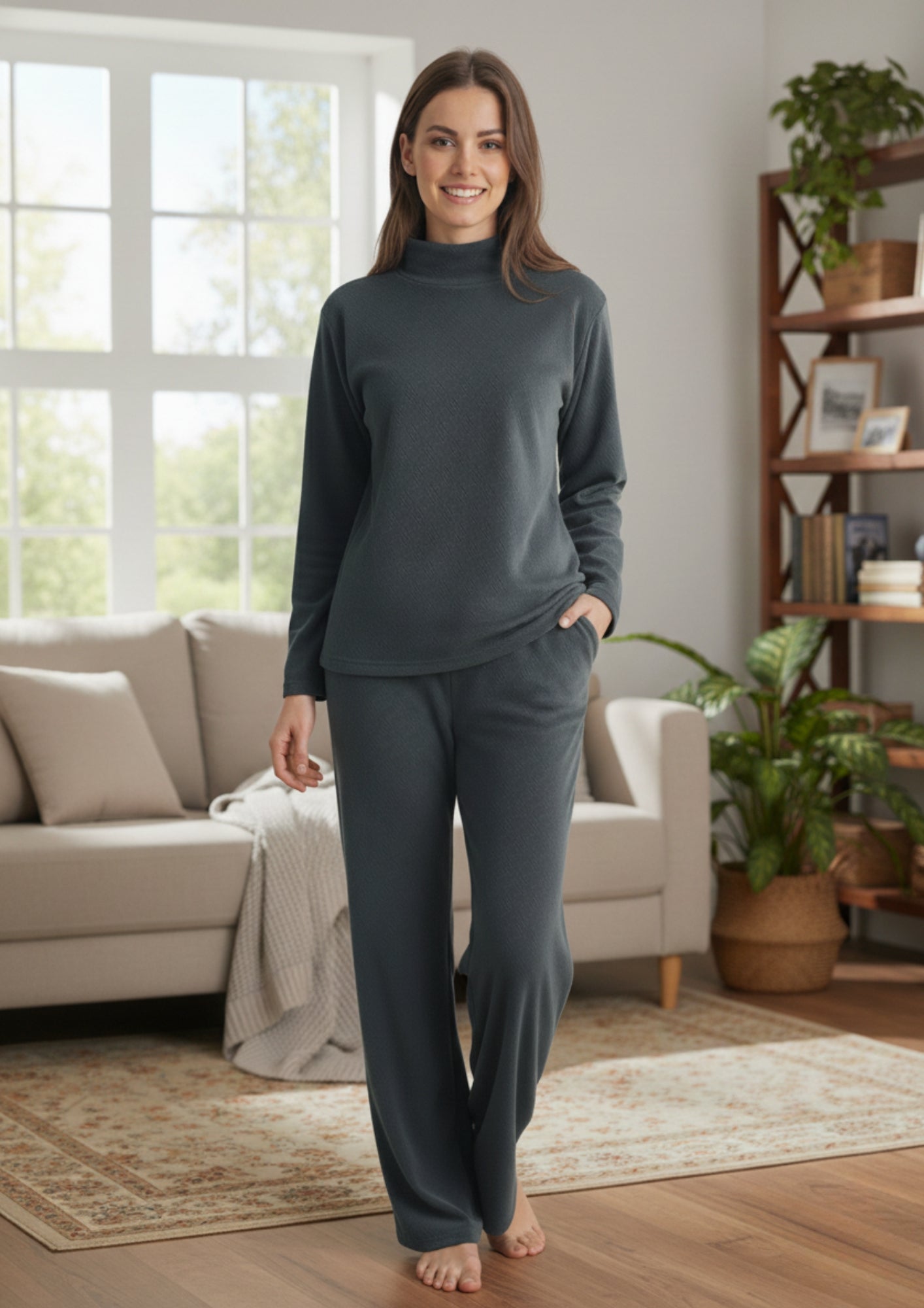 Fablush Women’s Full Sleeves Pj Set | Luxe Velour Winter Nightwear | FB34006