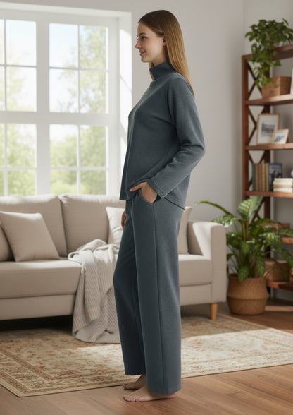 Fablush Women’s Full Sleeves Pj Set | Luxe Velour Winter Nightwear | FB34006