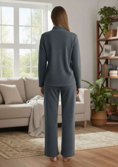 Fablush Women’s Full Sleeves Pj Set | Luxe Velour Winter Nightwear | FB34006