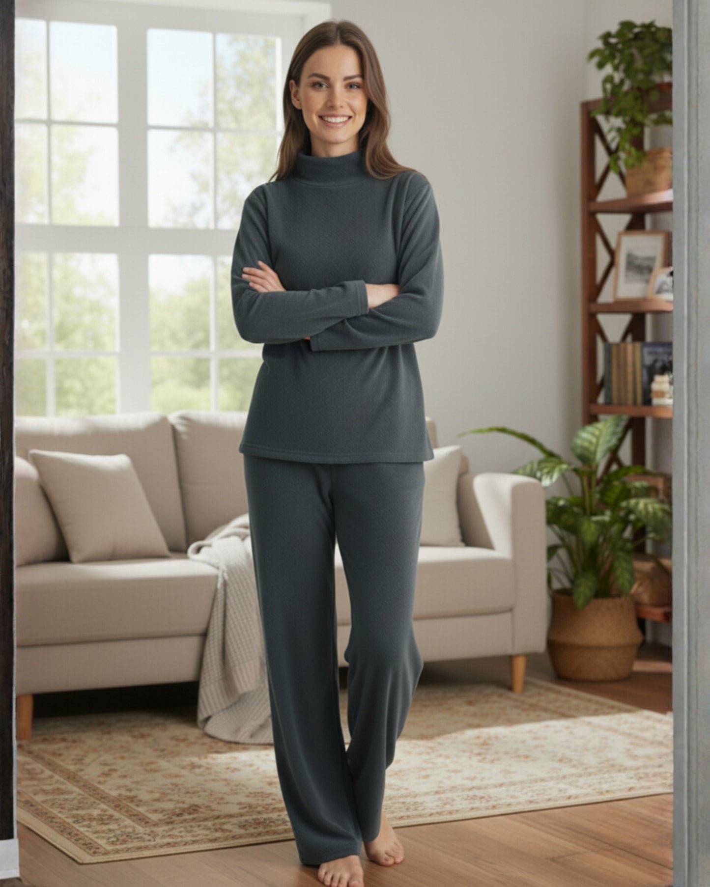 Fablush Women’s Full Sleeves Pj Set | Luxe Velour Winter Nightwear | FB34006