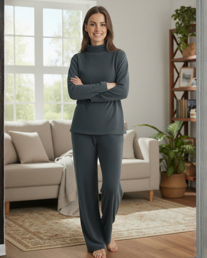 Fablush Women’s Full Sleeves Pj Set | Luxe Velour Winter Nightwear | FB34006