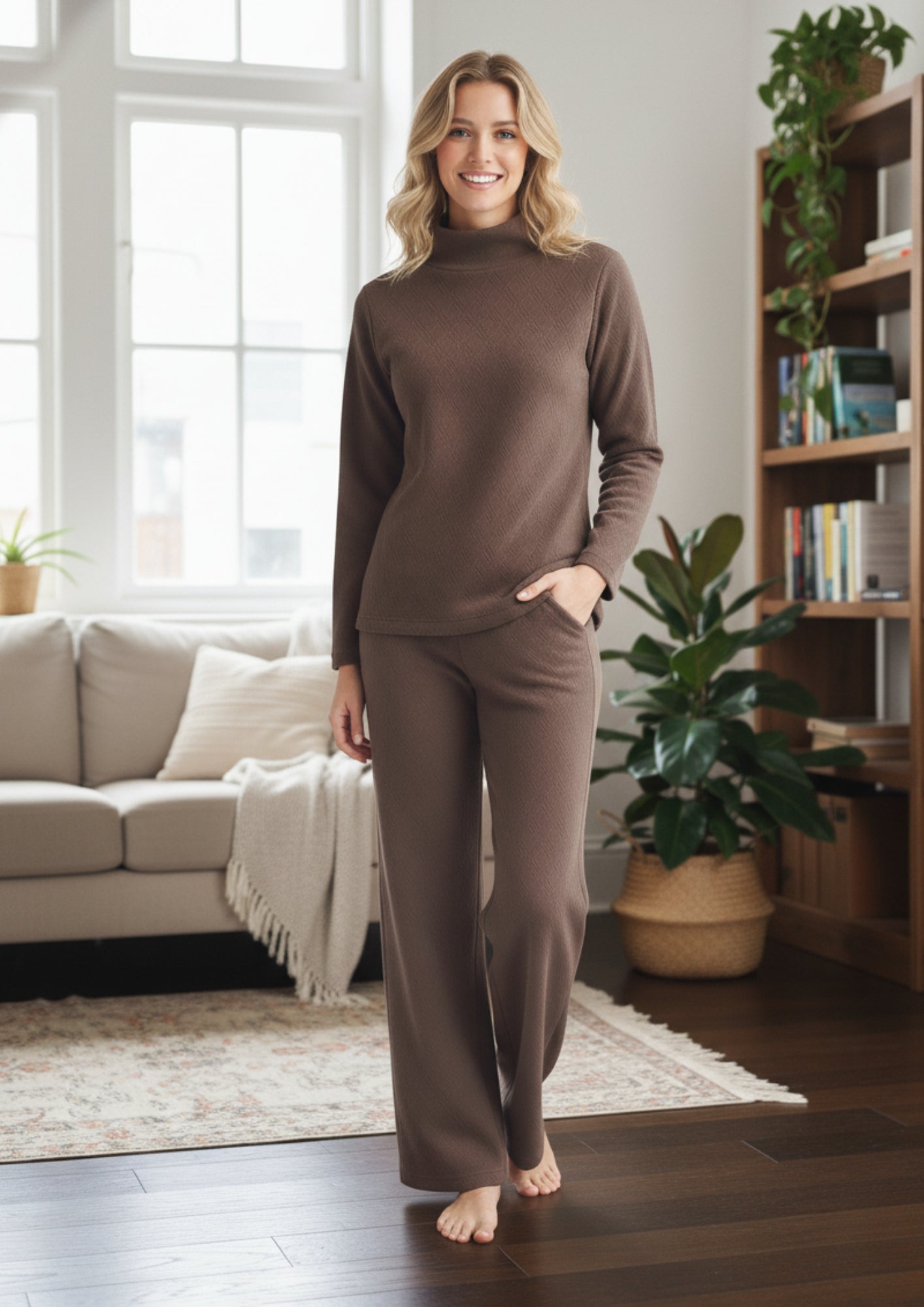 Fablush Women’s Full Sleeves Pj Set | Luxe Velour Winter Nightwear | FB34006