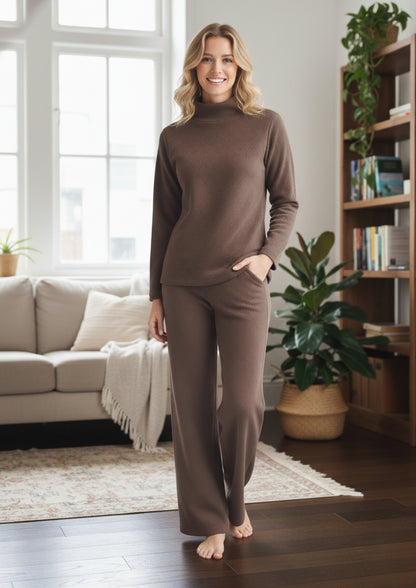 Fablush Women’s Full Sleeves Pj Set | Luxe Velour Winter Nightwear | FB34006