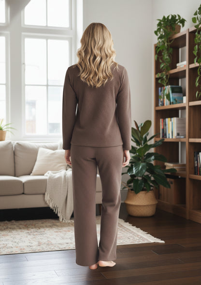 Fablush Women’s Full Sleeves Pj Set | Luxe Velour Winter Nightwear | FB34006