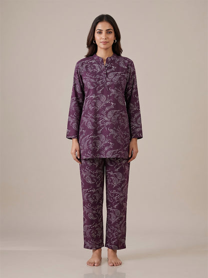 Fablush Kurti Nightsuit Women's Nightwear Set | Fb35001 Purple