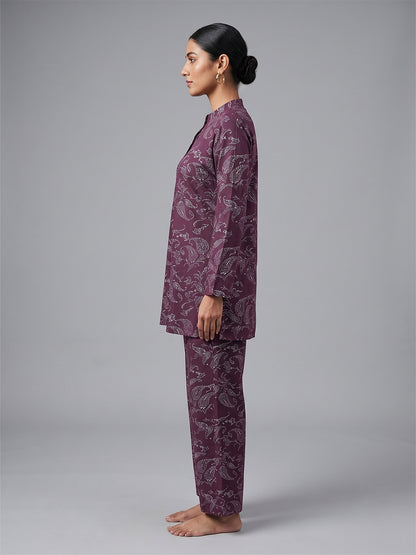 Fablush Kurti Nightsuit Women's Nightwear Set | Fb35001 Purple