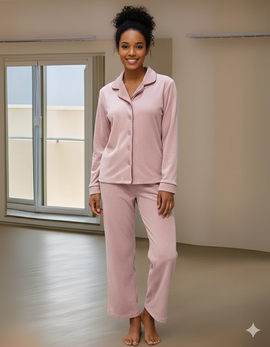 Fablush Front Open Full Sleeves Nightsuit Women's Nightwear Set | Fb37002