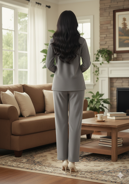 Fablush Front Open Full Sleeves Nightsuit Women's Nightwear Set | Fb37002