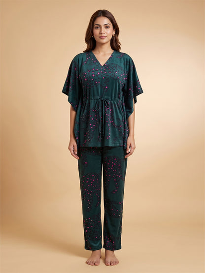 Fablush Women's Short Kaftan Nightwear | Fb38001 Green