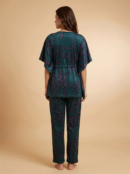 Fablush Women's Short Kaftan Nightwear | Fb38001 Green