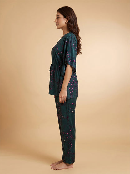 Fablush Women's Short Kaftan Nightwear | Fb38001 Green