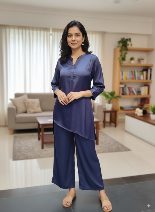 Fablush Women’s Kurti Bridal Nightsuit Set | Satin | Fb516