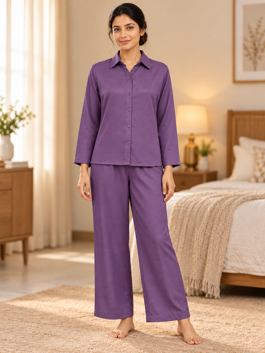 Fablush Women's Luxe Satin Nightsuit | Premium Silky Pyjama Set | FB521