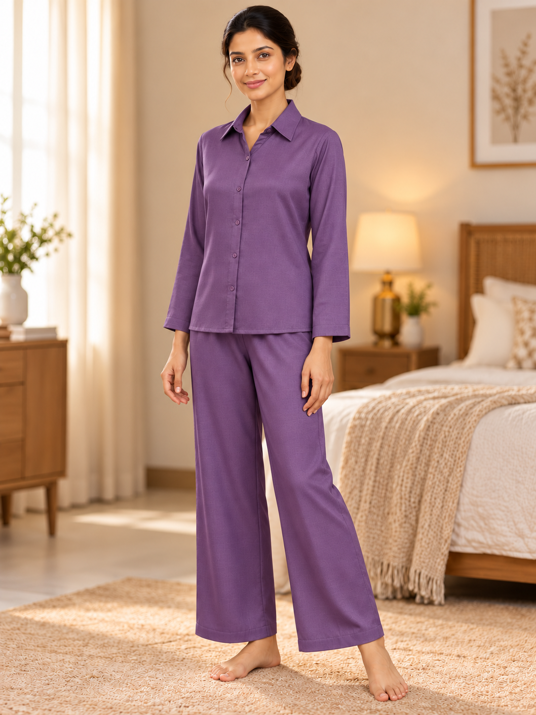 Fablush Women's Luxe Satin Nightsuit | Premium Silky Pyjama Set | FB521