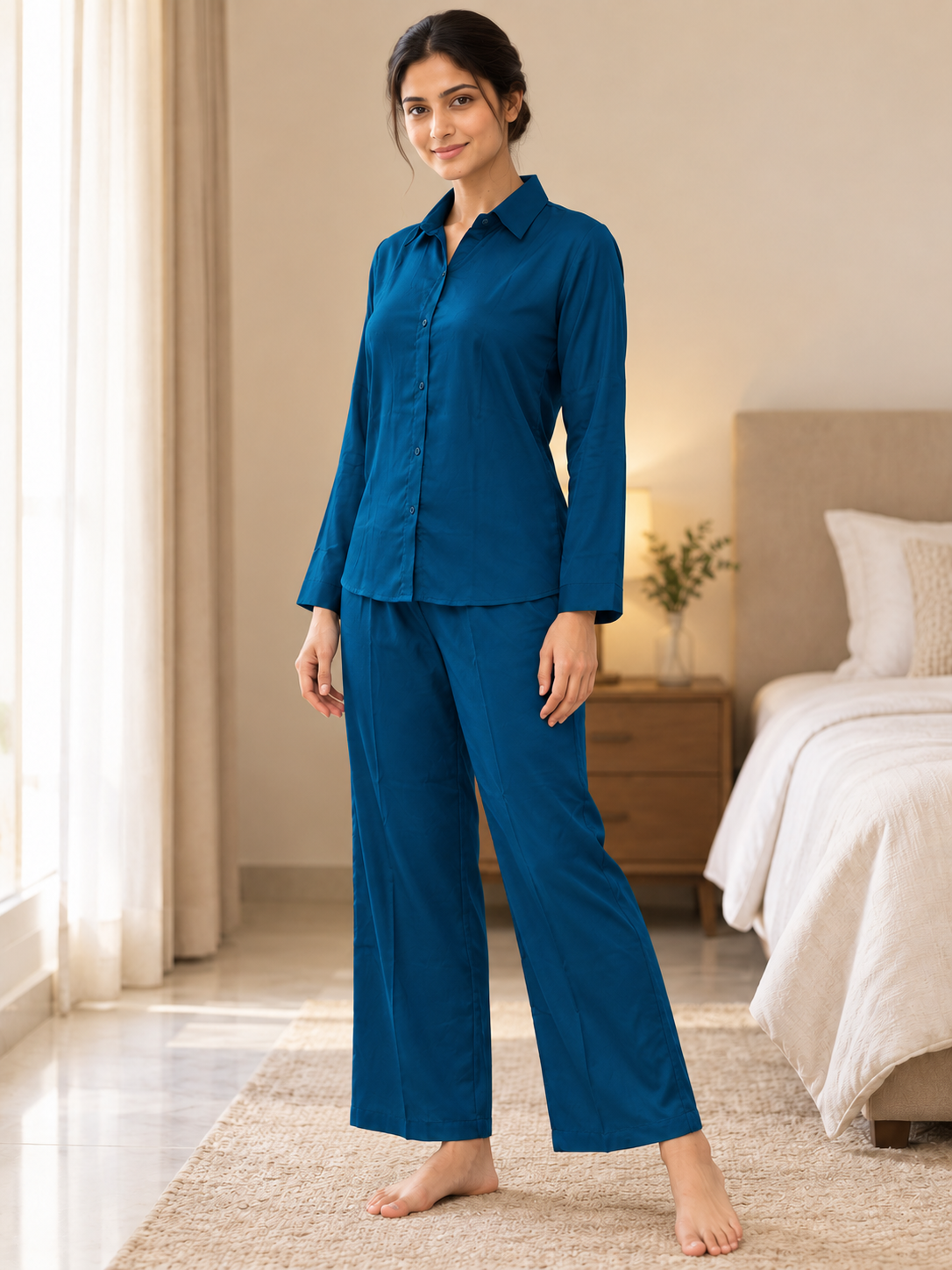 Fablush Women's Luxe Satin Nightsuit | Premium Silky Pyjama Set | FB521
