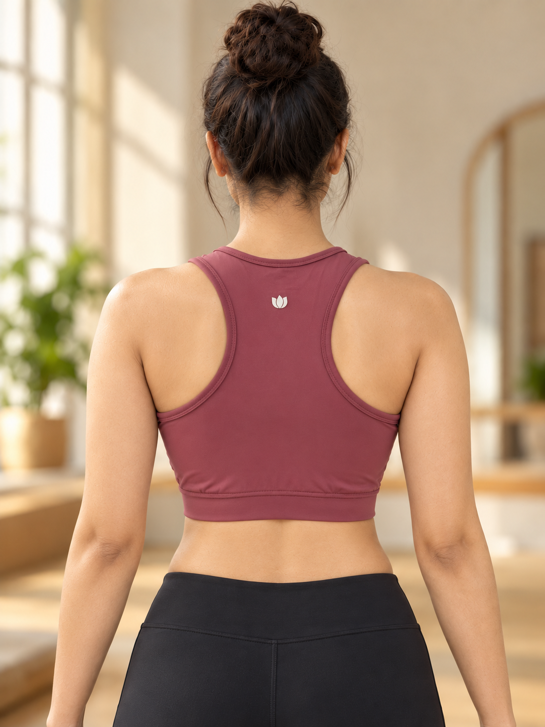 Fablush Women's Polyester Spandex Sports Bra | Gym and Yoga Workout Bra | FB808SB Mauve