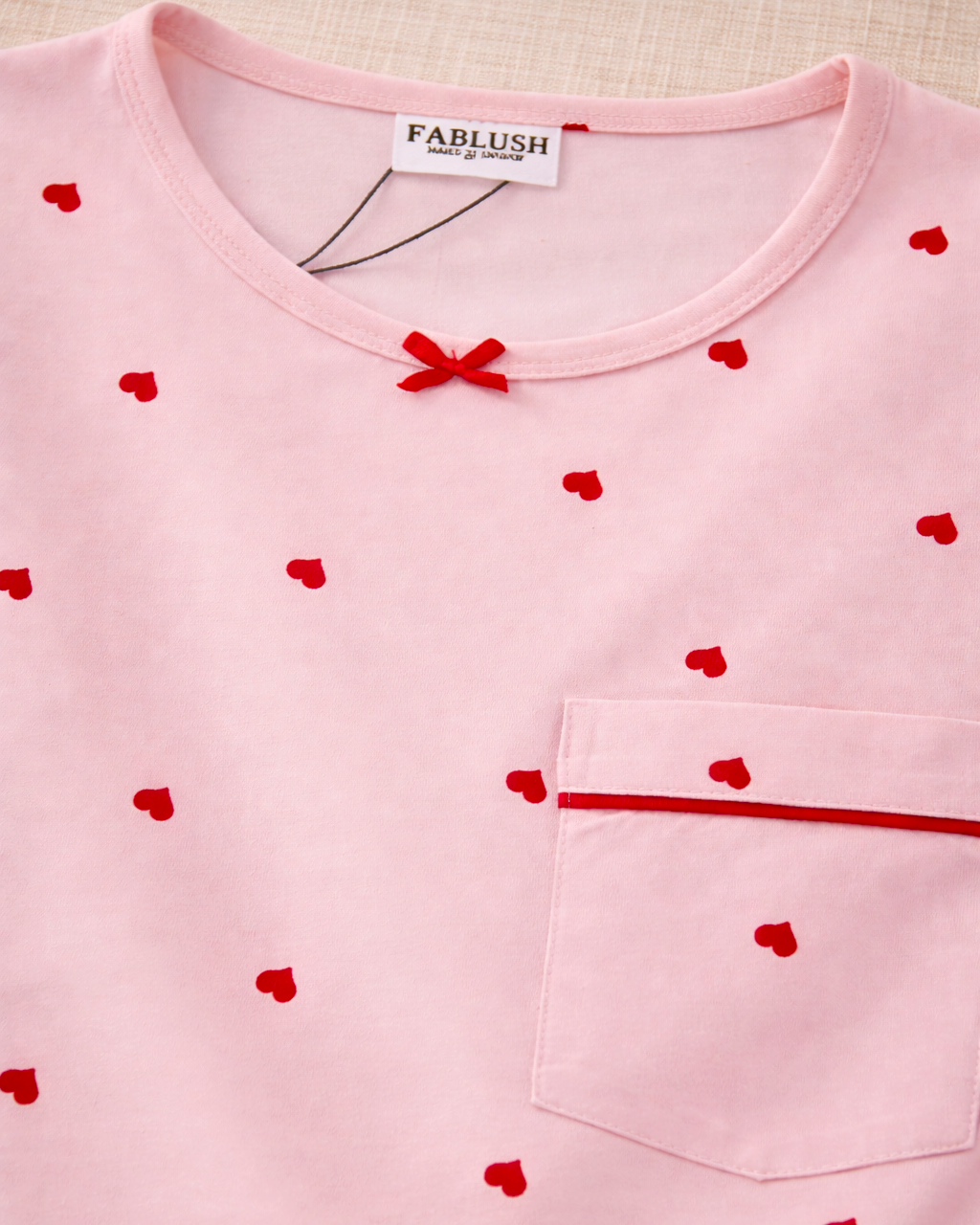 Fablush Women's Pajama Set Nightwear | Butter Soft | FB14013 Pink Heart Print