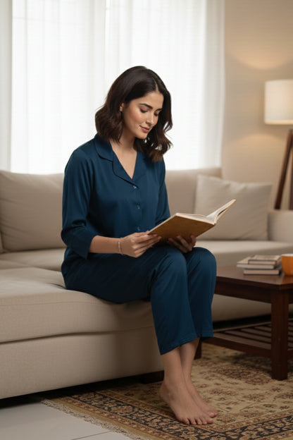 Fablush Women's Satin Nightsuit Bridal Nightwear | Luxe Satin | FB501