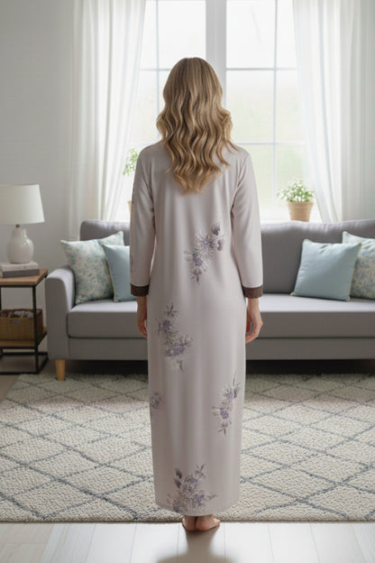 Fablush Women’s Satin Full Sleeves Nighty | Elegant Bridal Nightwear | FB517