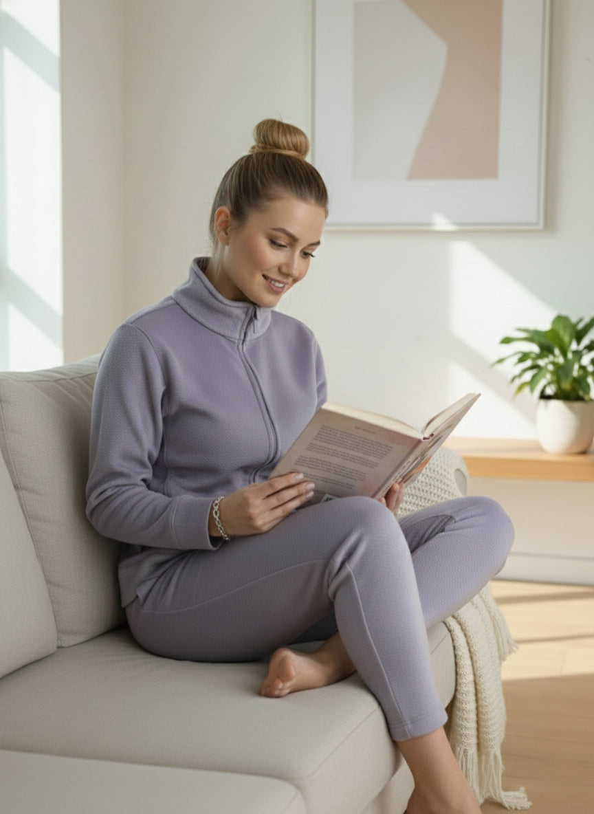 Fablush Women’s Athleisure Jacket | Bonded Jacquard Winter Comfort Wear | FB616