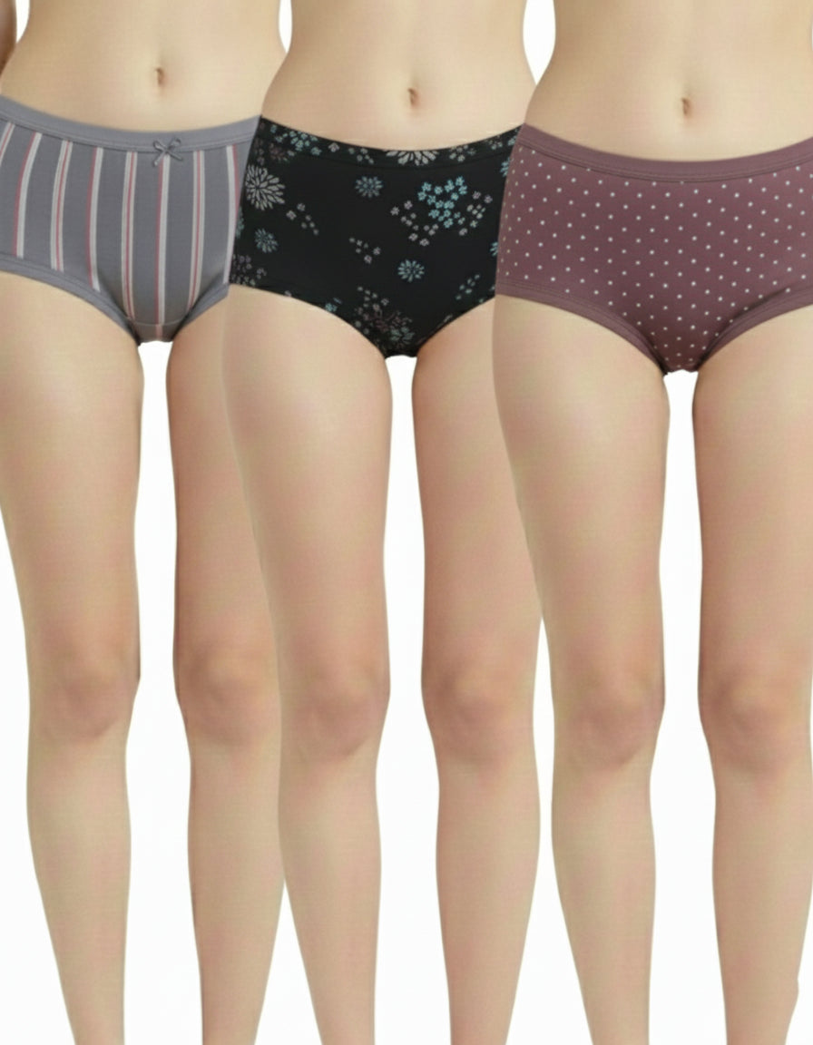 Fablush Women’s Full Brief Panty Pack | Inner Elastic | Micro Modal Lycra Comfort | FBFM01