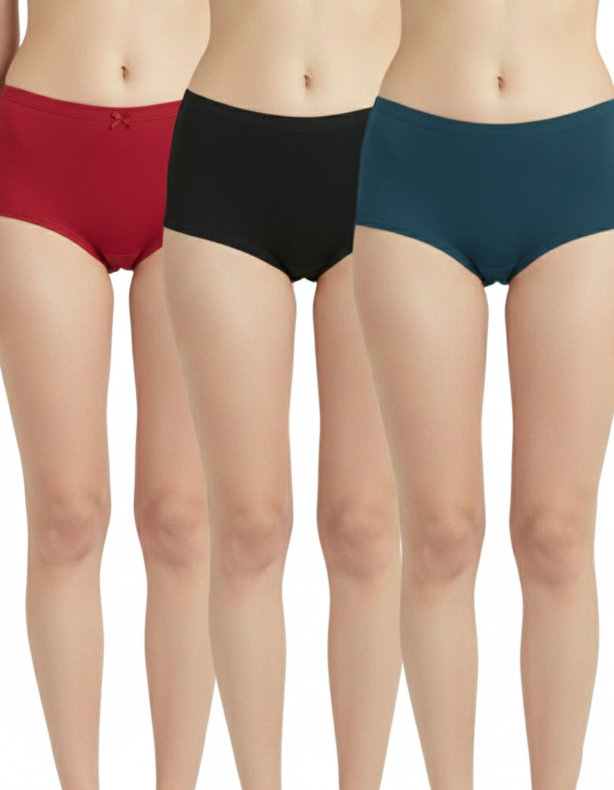 Fablush Women’s Full Brief Panty Pack | Inner Elastic | Micro Modal Lycra Comfort | FBFM01 Pack-01