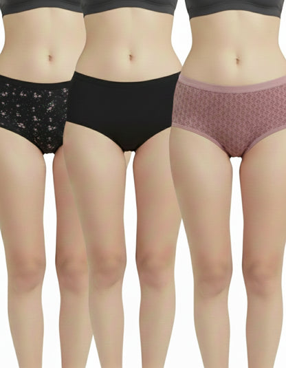 Fablush Women’s Hipster Panty Pack | Cotton Lycra Outer Elastic | FBHP11