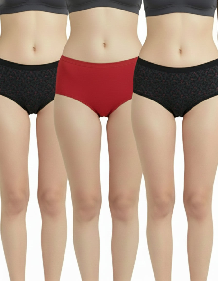 Fablush Women’s Hipster Panty Pack | Cotton Lycra Outer Elastic | FBHP11