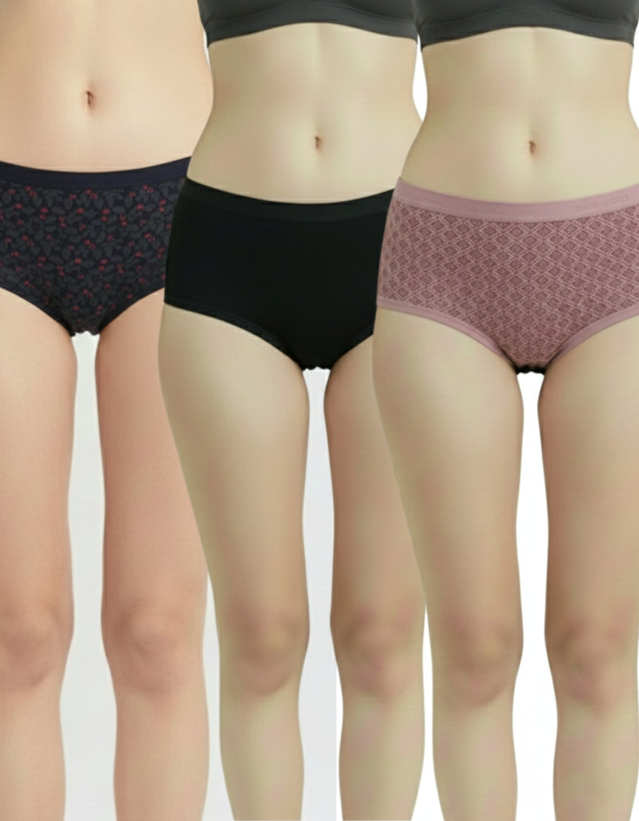 Fablush Women’s Hipster Panty Pack | Cotton Lycra Outer Elastic | FBHP11