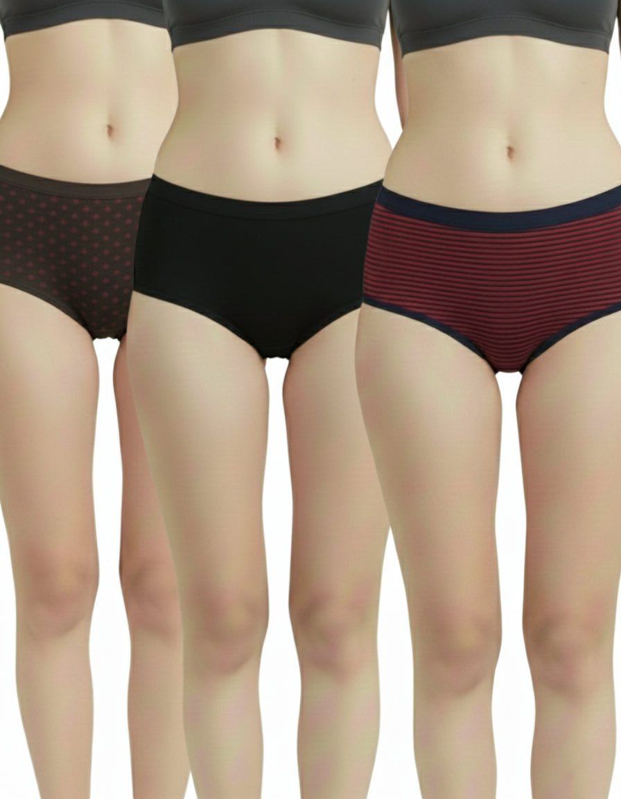 Fablush Women’s Hipster Panty Pack | Cotton Lycra Outer Elastic | FBHP11