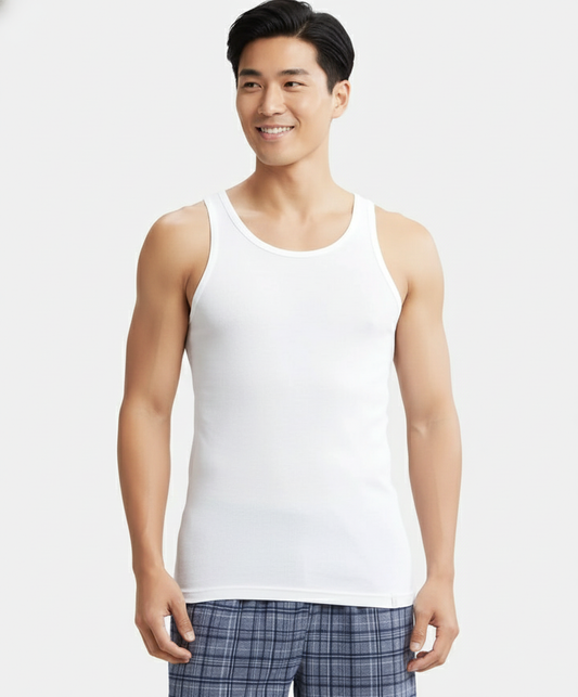 Jockey Men’s Vest | Lightweight Cotton Undershirt | Soft Stretch Fabric | IC13