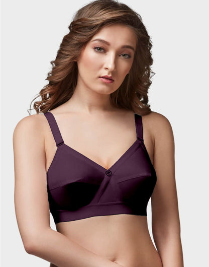 Trylo Krutika Plain Women’s Cotton Bra | Non-Padded Full Coverage | 100% Soft Cotton Comfort