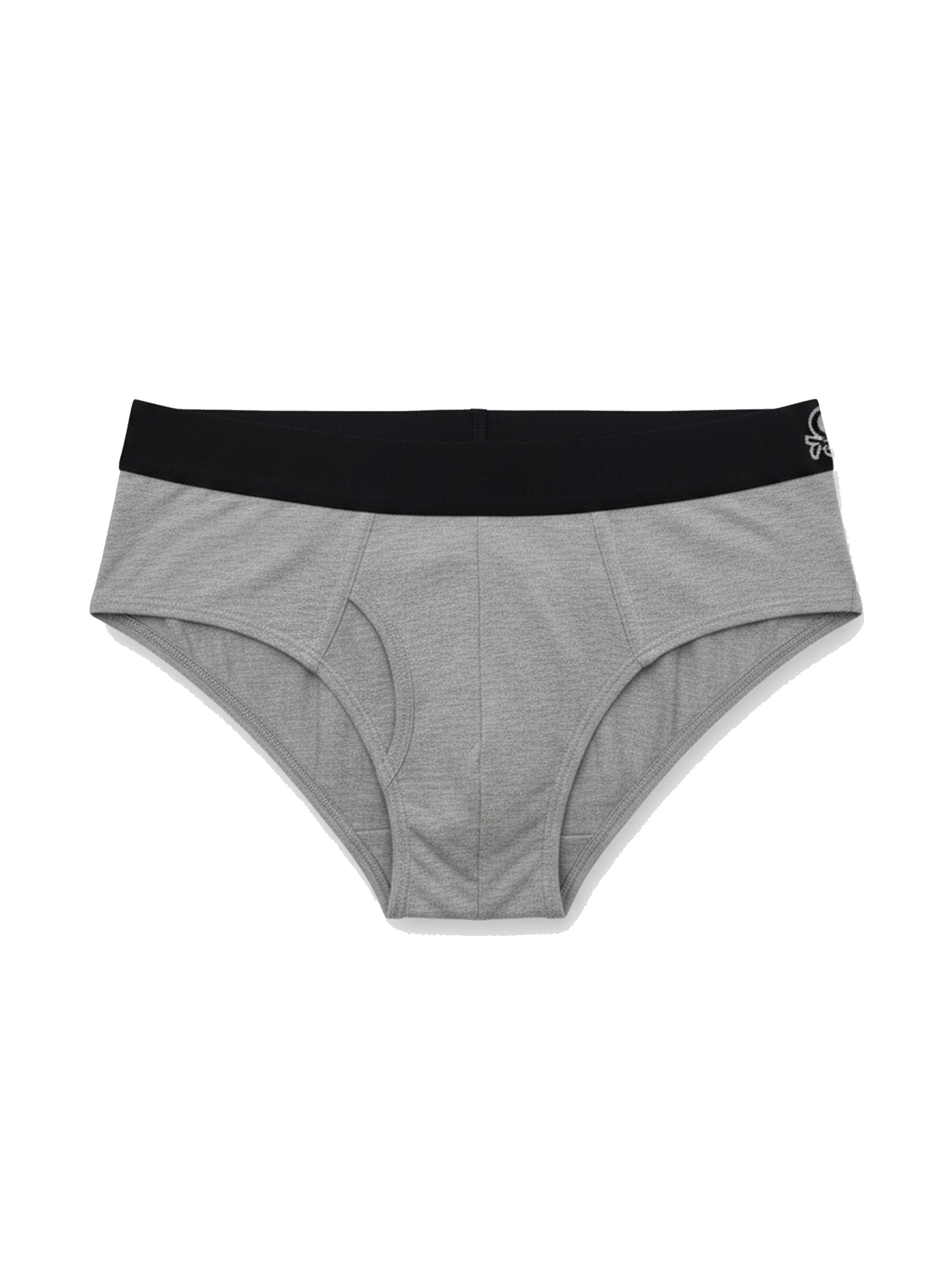 Benetton Men’s 100% Cotton Brief 01C3096ula02i Pack of 2 | Soft Breathable Everyday Underwear White Grey Melange