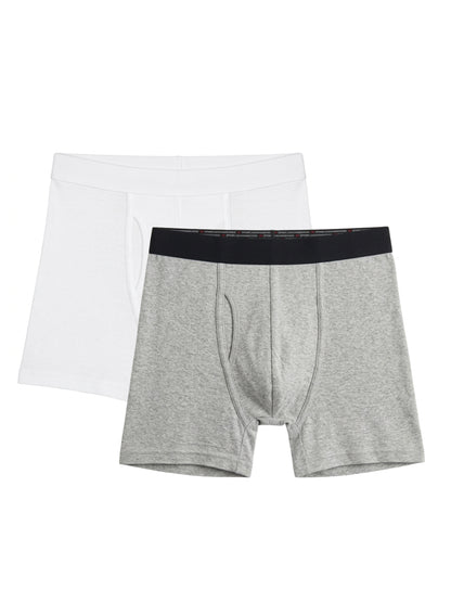 Benetton Men’s Cotton Trunk 01C3096ula04i | 100% Cotton Breathable Everyday Underwear White Grey Melange