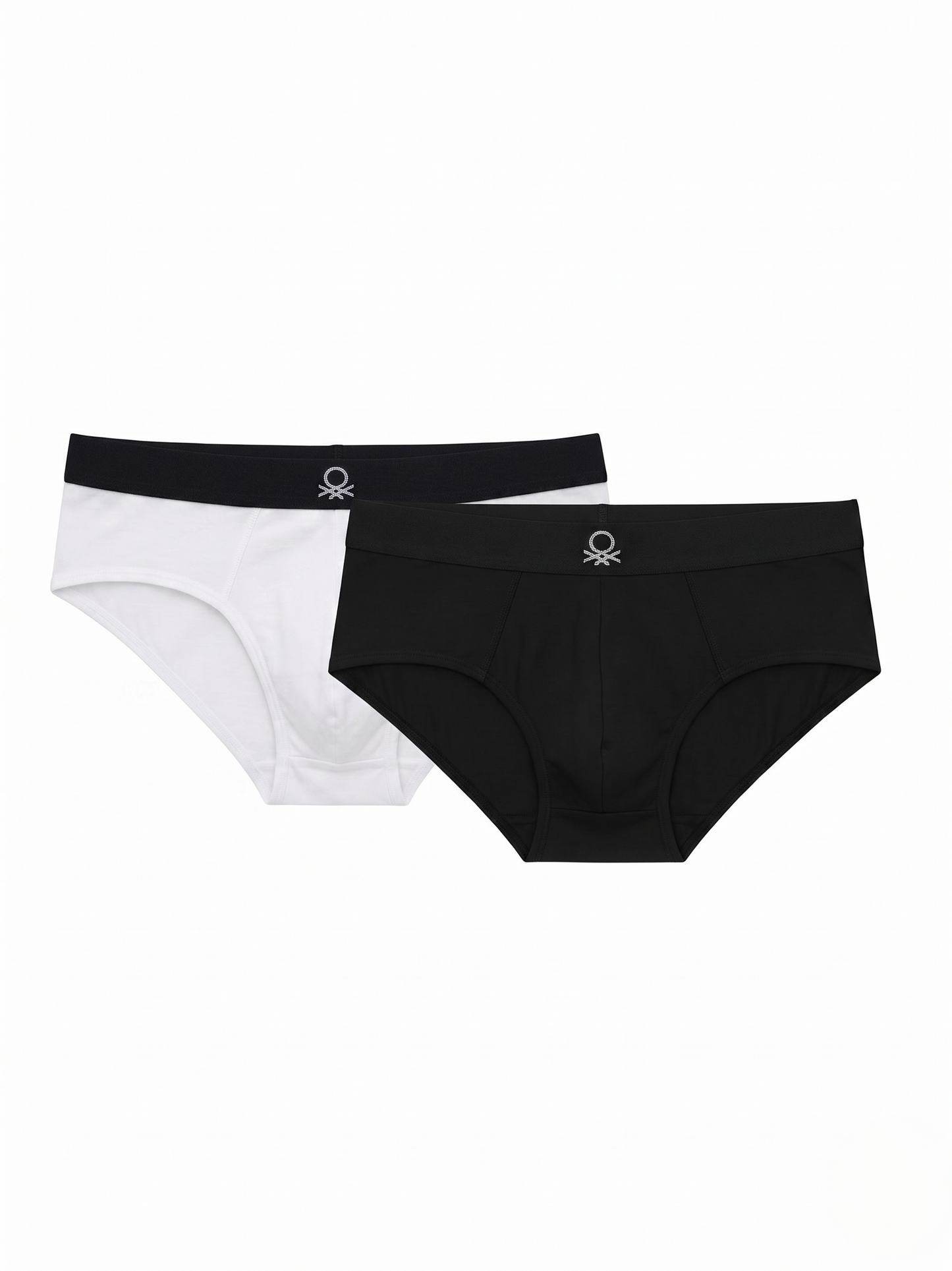 Benetton Men’s Cotton Elastane Brief 01C3096ula06i Pack of 2 | 93% Cotton 7% Elastane Stretch Underwear White Black