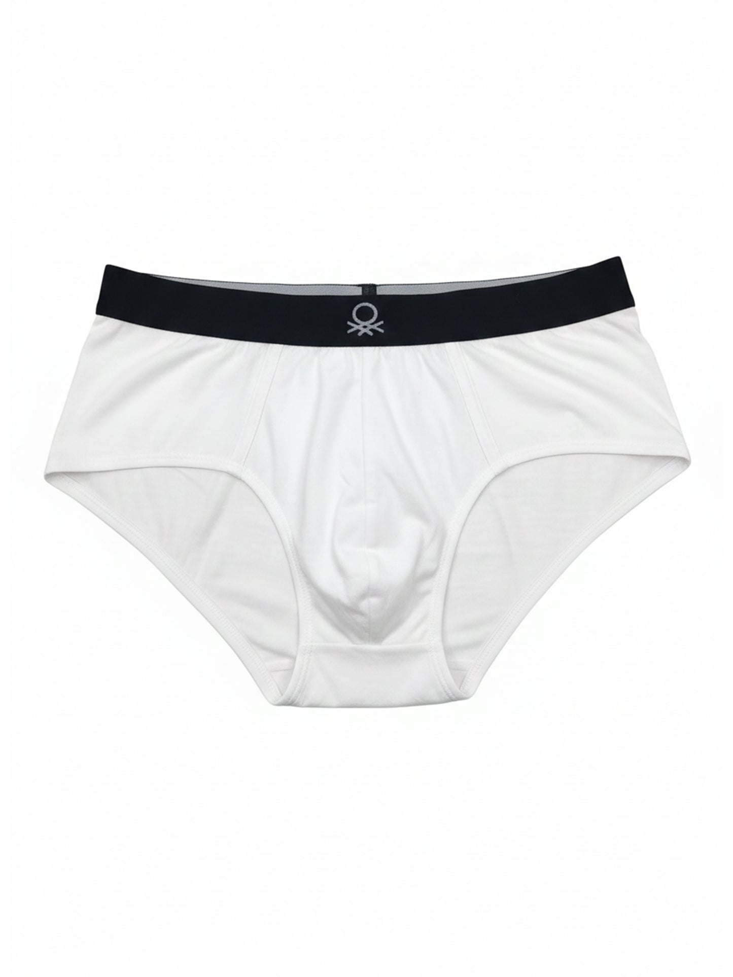 Benetton Men’s Cotton Elastane Brief 01C3096ula06i Pack of 2 | 93% Cotton 7% Elastane Stretch Underwear White Black